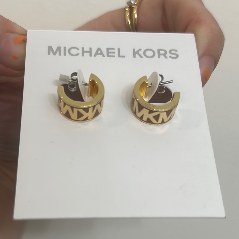 Michael Kors Gold MK Hoop Earrings